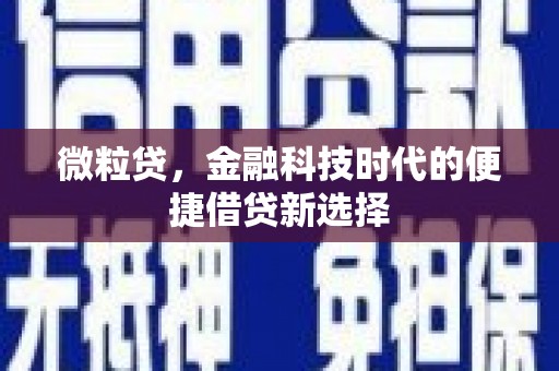 平江微粒贷，金融科技时代的便捷借贷新选择